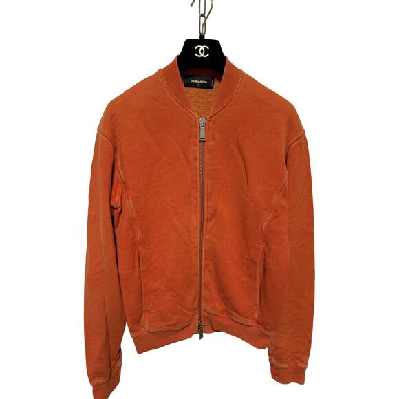 Dsquared2 Sweatshirt Mens Small Orange Zip Bomber Made in Italy S74HG0007 S25030